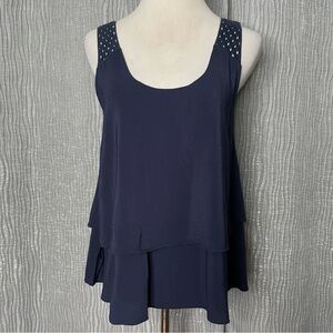 Philosophy bar back perforated shoulder tank top